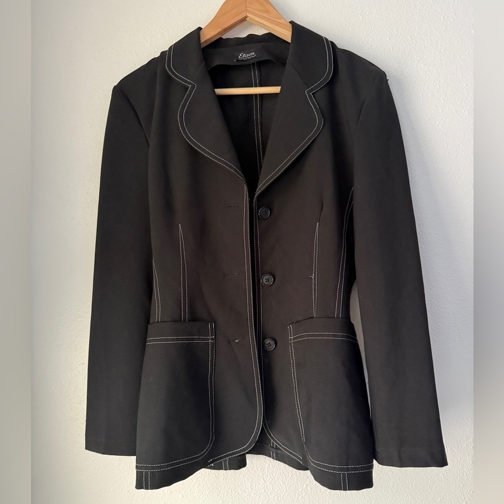 Vintage 90s Y2K Etam Classic Black and White Blazer Size Small 🇫🇷